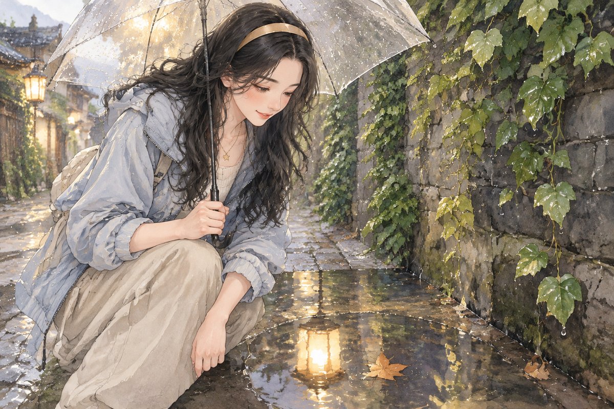 细雨里的丽江古城
